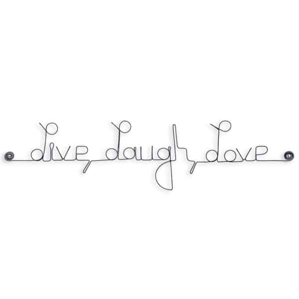 Décoration murale en fil de fer "Live, Laught, Love" - Bijoux de Mur